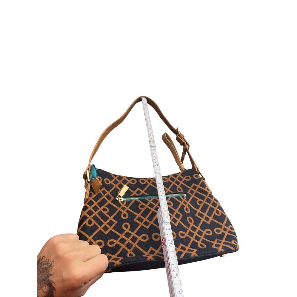 Spartina 449 Womens Brown Black Linen Leather Shoulder Handbag KU 8930 - Picture 10 of 16